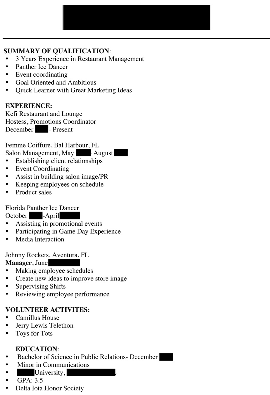 Incomplete education resume